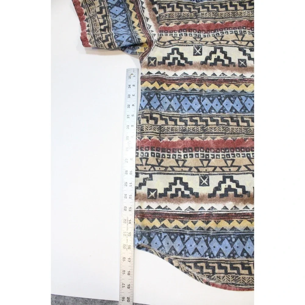 Vintage 90s Marc Daniels Tribal Aztec Print‎ Shirt Men's Size L  Short sleeves
